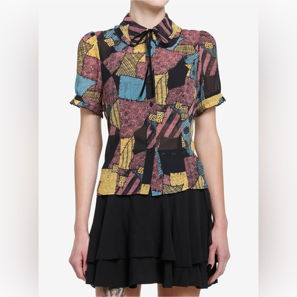 The Nightmare Before Christmas Sally Woven Button-Up Shirt Juniors Small Disney
